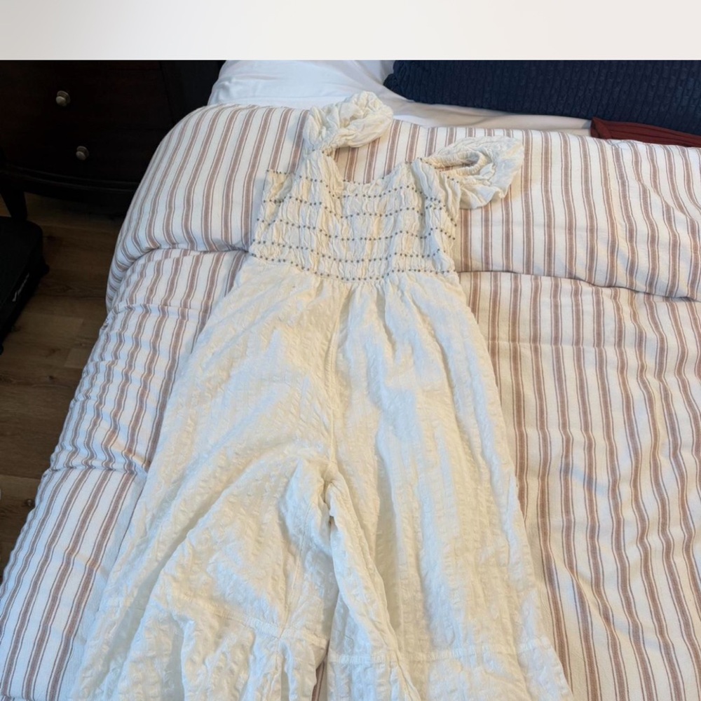 White Textured Jumpsuit